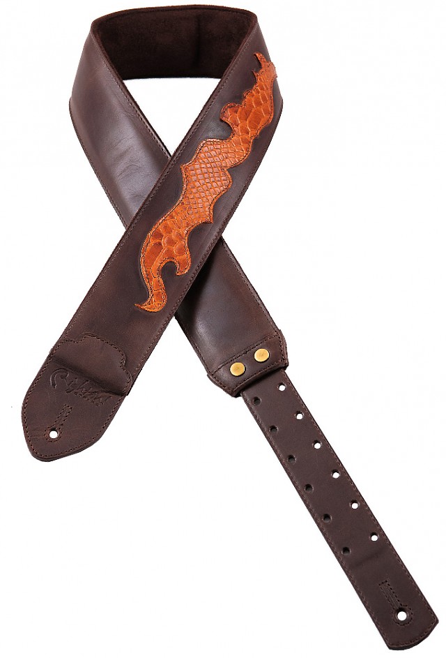 snakeflame-brown-leather-guitar-bass-strap